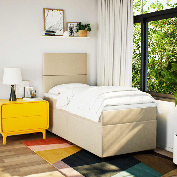 vidaXL Rams&auml;ng med madrass gr&auml;ddvit 80x200 cm tyg