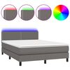 vidaXL Rams&auml;ng med madrass & LED gr&aring; 140x190 cm konstl&auml;der