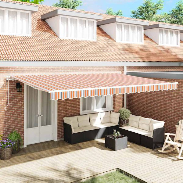 vidaXL Utfällbar markis Flerfärgsdesign 500 × 300 cm Tyg och Metall