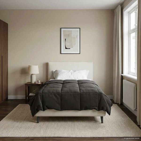 vidaXL Full &Aring;rs-Duvet Quiltad Antracit 155 x 220 cm Mikrofiber