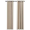 vidaXL M&ouml;rkl&auml;ggningsgardin med &ouml;ljetter linnelook 2 st beige 140x245cm