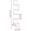 vidaXL Hörnhylla med hylla Svart Ek 20 x 20 x 127,5 cm Konstruerat trä