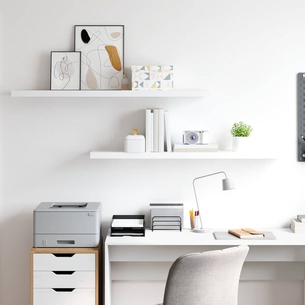 vidaXL Svävande vägghyllor 2 st vit 120x23,5x3,8 cm MDF