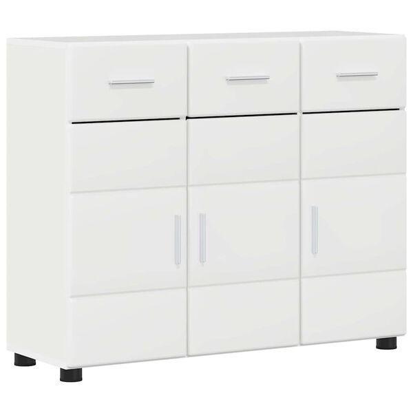 vidaXL Sideboard med hylla FLORIN H&ouml;gblanka vita 88,5 x 30,5 x 73 cm