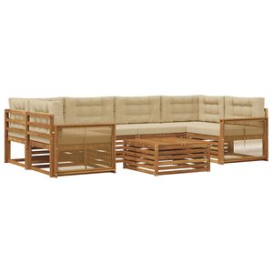 vidaXL Utomhussoffset med kudde 7 pcs Naturlig och Beige