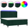 vidaXL Rams&auml;ng med madrass & LED m&ouml;rkgr&ouml;n 160x200 cm sammet