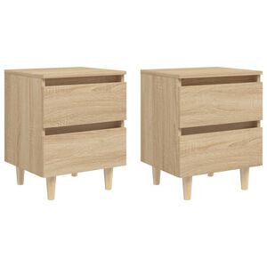 vidaXL S&auml;ngbord med massiva furuben 2 st sonoma-ek 40x35x50 cm