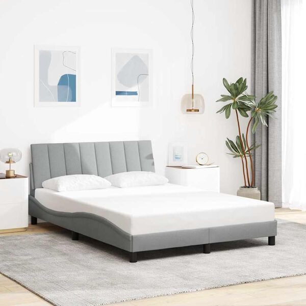 vidaXL Bed Frame without Mattress "Hanko" Light Grey 140x200cm Fabric