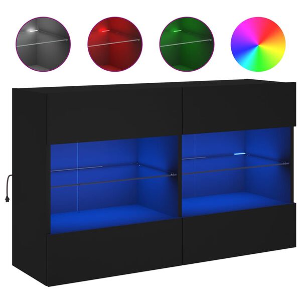 vidaXL V&auml;ggmonterad tv-b&auml;nk LED svart 98,5x30x60,5 cm
