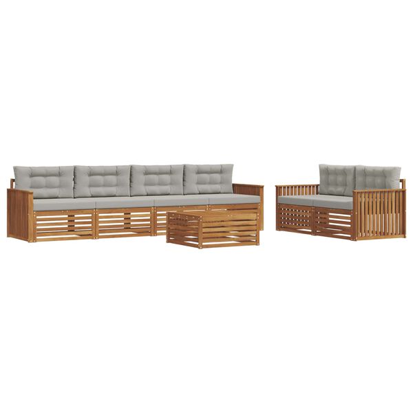 vidaXL Utomhussoffset med kudde 7 pcs Naturlig och Ljus Gr&aring;