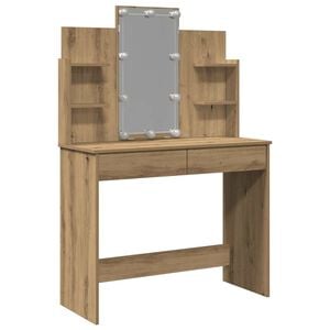 vidaXL Sminkbord med LED artisan ek 96x40x142 cm