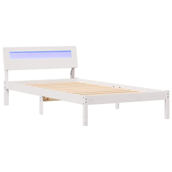 vidaXL S&auml;ngram med huvudgavel Vit 90 x 200 cm Massiv furu