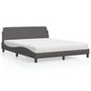vidaXL Bed with Mattress "Dover" Grey 160x200 cm Faux Leather