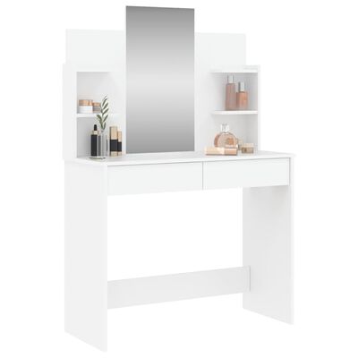 vidaXL Sminkbord med spegel vit 96x39x142 cm
