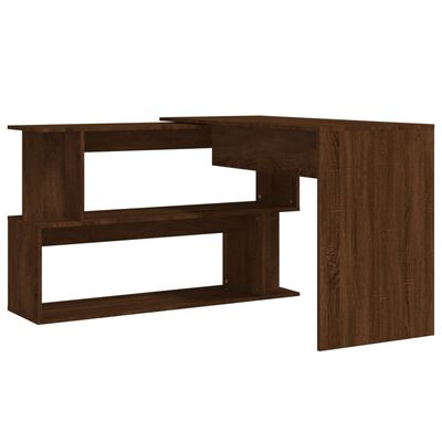 vidaXL Hörnskrivbord brun ek 200x50x76 cm konstruerat trä