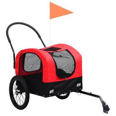 vidaXL Cykelvagn för husdjur och joggingvagn 2-i-1 röd och svart