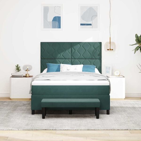 vidaXL B&auml;ddfj&auml;der med madrass M&ouml;rkgr&ouml;n 140 x 200 cm Sammet