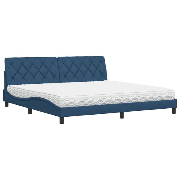 vidaXL Bed with Mattress Blue 200x200 cm Fabric