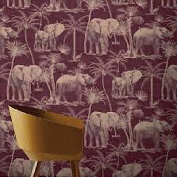 DUTCH WALLCOVERINGS Tapet Elephant Grove beigelila