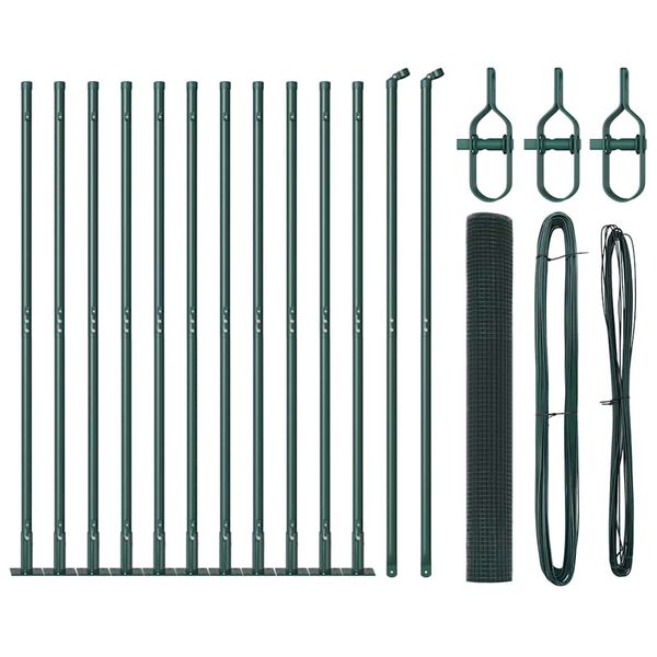 vidaXL St&auml;ngselstolpe Gr&ouml;n 25 x 0,8 m (12 x 12 mm n&auml;t) St&aring;l och PVC