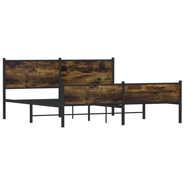 vidaXL Sängram utan madrass metall rökfärgad ek 183x213 cm