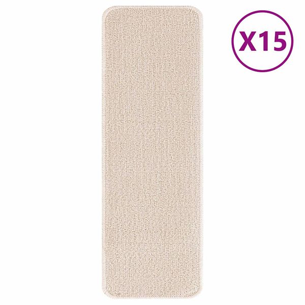 vidaXL Halkfria trappmattor Latexbakgrund 15 pcs Kräm 60 x 25 cm PP