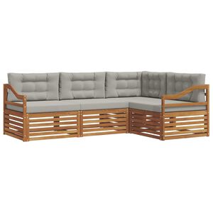 vidaXL Utomhussoffset med kudde 4 pcs Naturlig och Ljus Gr&aring;