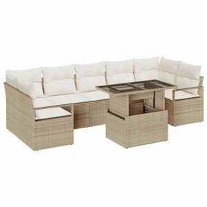 vidaXL Tr&auml;dg&aring;rdsoffset med lagring 8 pcs Beige Poly rattan