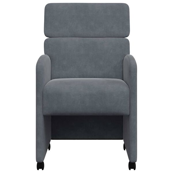 vidaXL Matstolar med hjul 2 pcs M&ouml;rkgr&aring; 58 x 65 x 98 cm Sammet