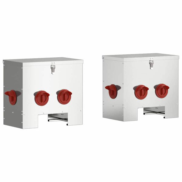 vidaXL H&ouml;nsfodertr&aring;g 2 pcs Silver 40,5 x 25 x 38 cm Galvaniserat St&aring;l