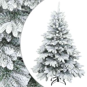 vidaXL Konstgjord Vikbar Julgran Sn&ouml; Flocked med stativ Vit 120 cm