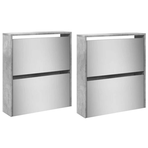 vidaXL Skosk&aring;p med 4 sk&aring;p betonggr&aring; 63x17x134 cm