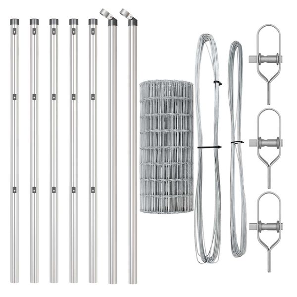 vidaXL St&auml;ngsel med stolpe Silver 0,8 x 25 m St&aring;l och PVC