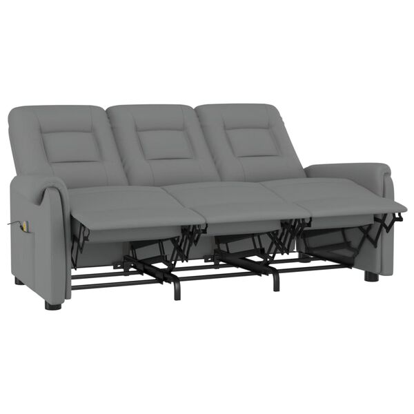 vidaXL Massagefåtölj 3-sits grå konstläder