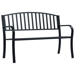 vidaXL Tr&auml;dg&aring;rdsb&auml;nk svart 120 cm st&aring;l