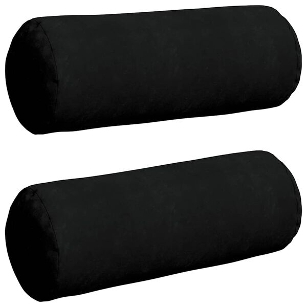 vidaXL Bolsterkuddar 2 pcs Svart Ø 25 x 70 cm Mikrofiber Tyg