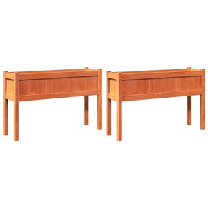 vidaXL Odlingsl&aring;dor 2 st med ben vaxbrun massiv furu