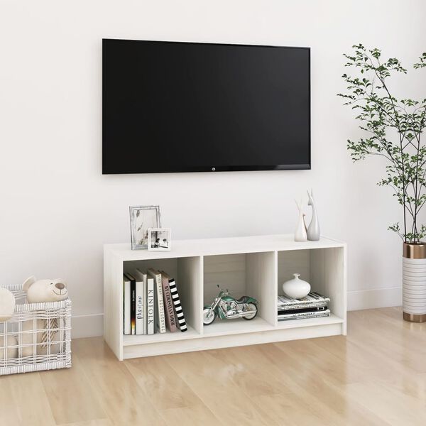 vidaXL Tv-b&auml;nk vit 104x33x41 cm massiv furu