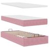 vidaXL Ottoman sängram med madrasser rosa 90x190 cm sammet