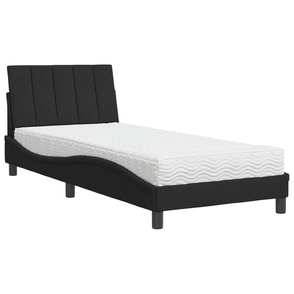 vidaXL Bed with Mattress "Hanko" Black 80x200 cm Velvet