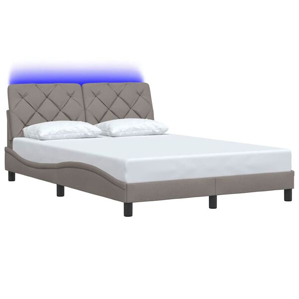 vidaXL Bed Frame with LED without Mattress Taupe 140x200 cm Fabric