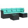 vidaXL Loungegrupp med dynor 6 delar svart konstrotting