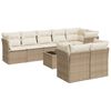 vidaXL Soffgrupp f&ouml;r tr&auml;dg&aring;rden med dynor 9 delar beige konstrotting