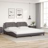 vidaXL Bed with Mattress "Zadar" Grey 200x200 cm Faux Leather