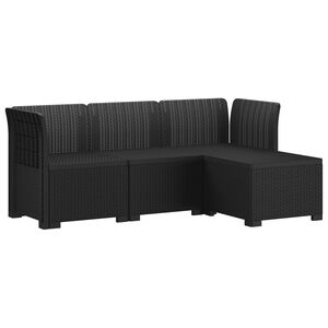 vidaXL 4-sits Tr&auml;dg&aring;rdsoffa Rattan Look PP Antracit