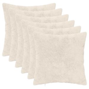 vidaXL Kudd&ouml;verdrag 6 st HEERLEN Vit 30 x 30 cm Faux Kaninp&auml;ls
