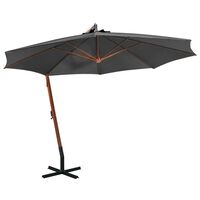 vidaXL Hängande parasoll med stolpe antracit 3,5x2,9 massivt granträ