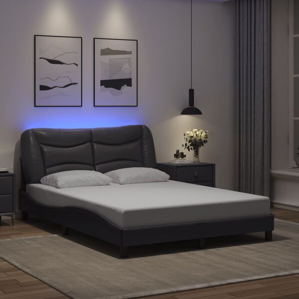 vidaXL Bed Frame with LED without Mattress "Hvar" Grey 120x200 cm