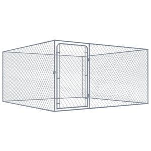 vidaXL Hundg&aring;rd f&ouml;r utomhusbruk galvaniserat st&aring;l 2x2x1 m