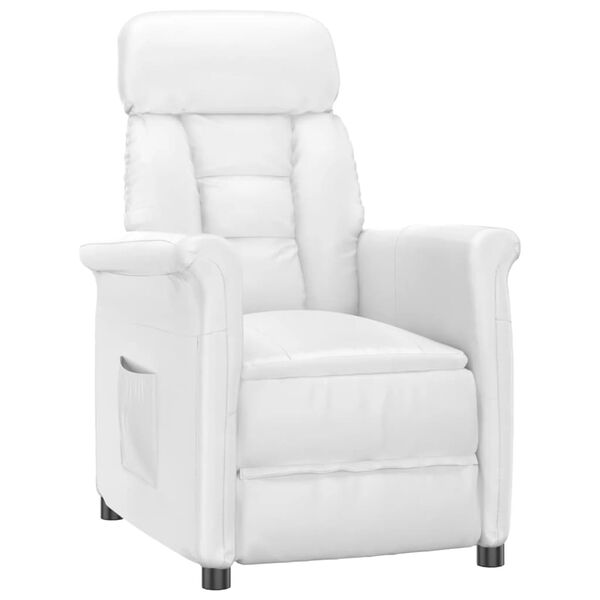 vidaXL Reclinerf&aring;t&ouml;lj vit konstl&auml;der